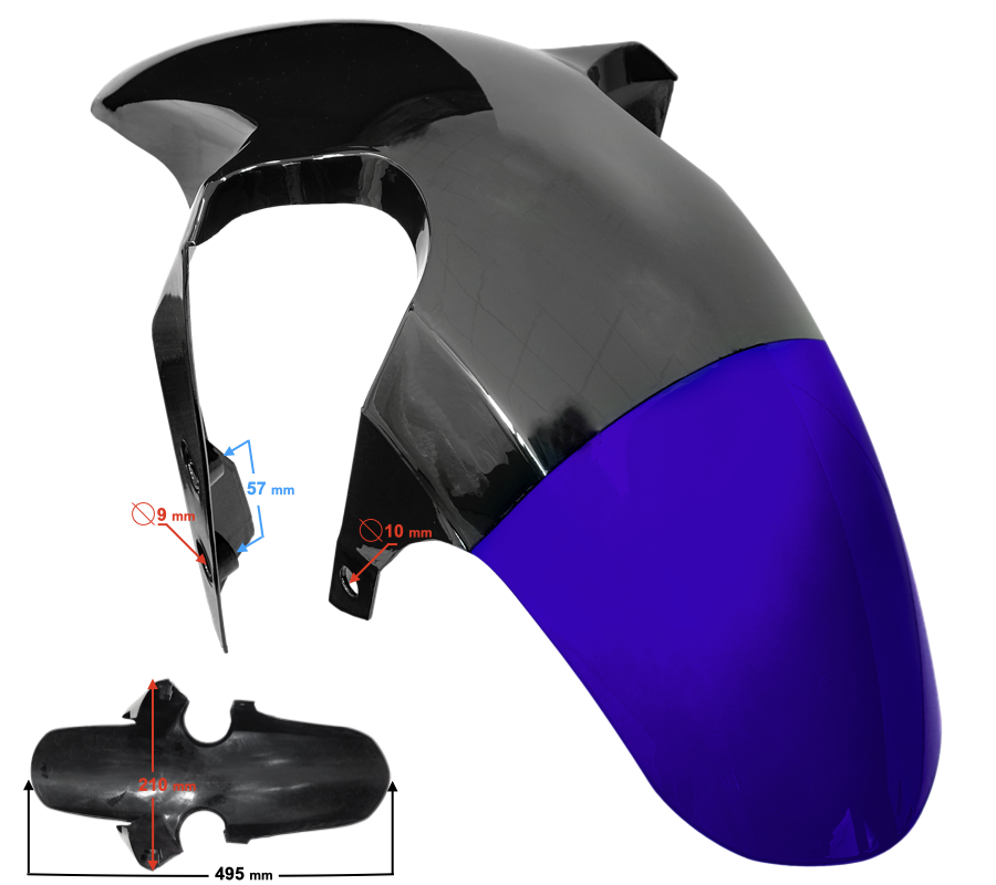Voorspatbord, zwart en blauw GT 125cc